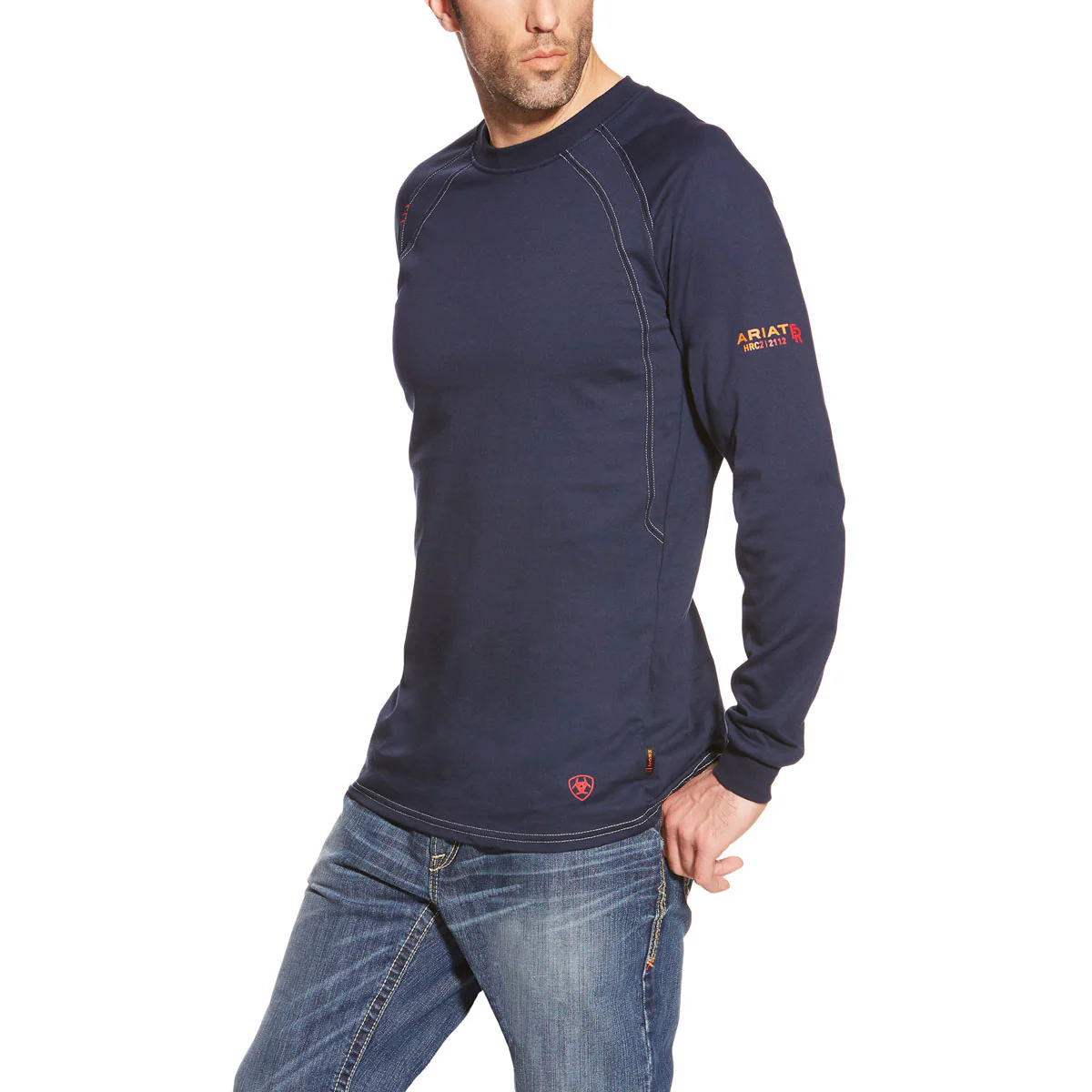 Ariat Flame Resistant Long Sleeve Crew Shirt - Navy LT-3XLT - Image 2