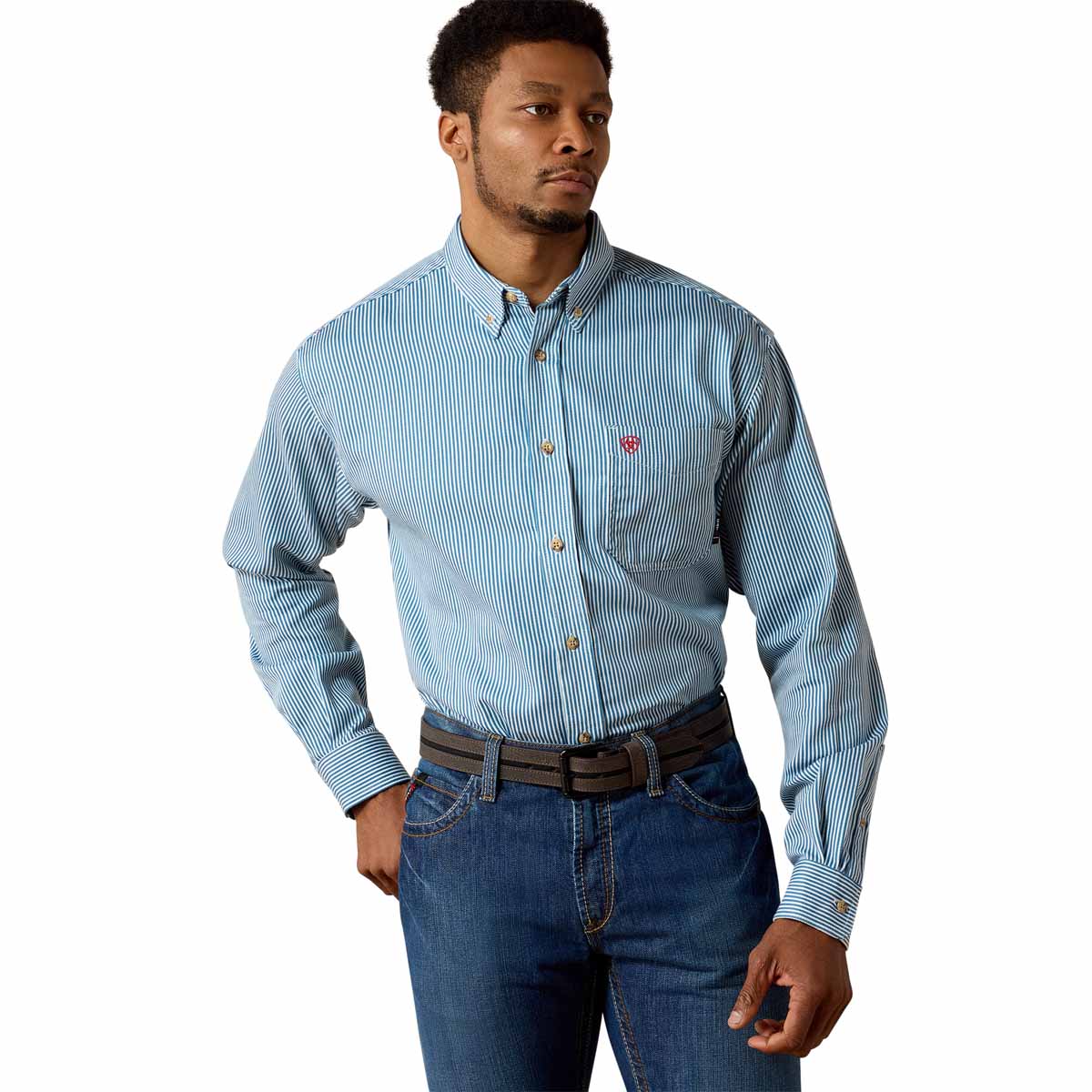 Ariat Men's FR Basic Work Shirt Blue Stripe