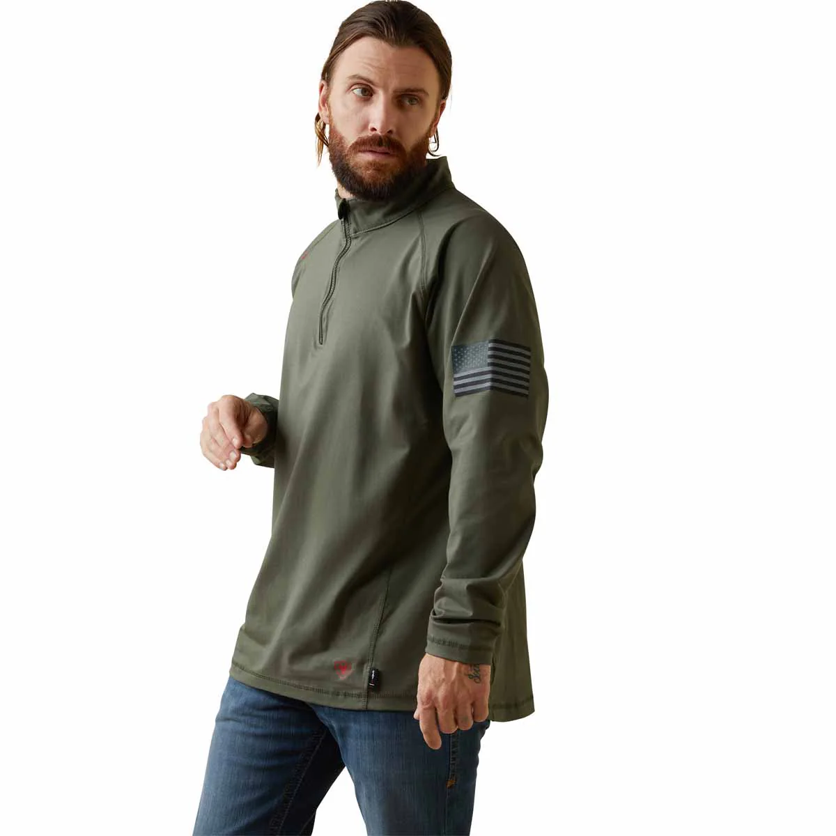 Ariat Men's FR Combat Patriot 1/4 Zip Shirt Sage