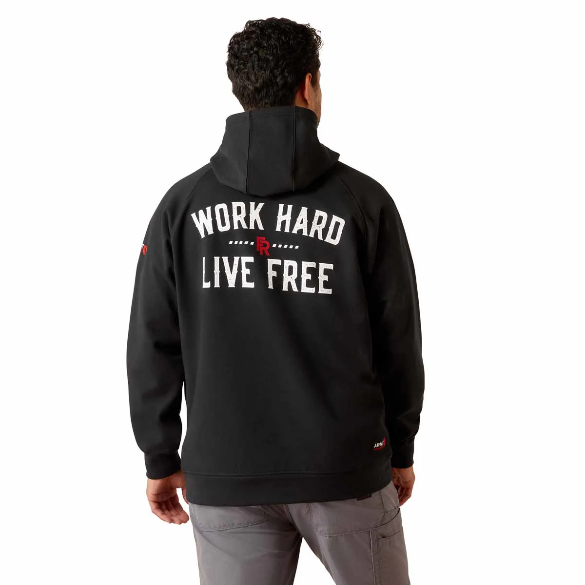 Ariat Men's FR DuraStretch Work Hard Live Free Hoodie - Black - Image 2