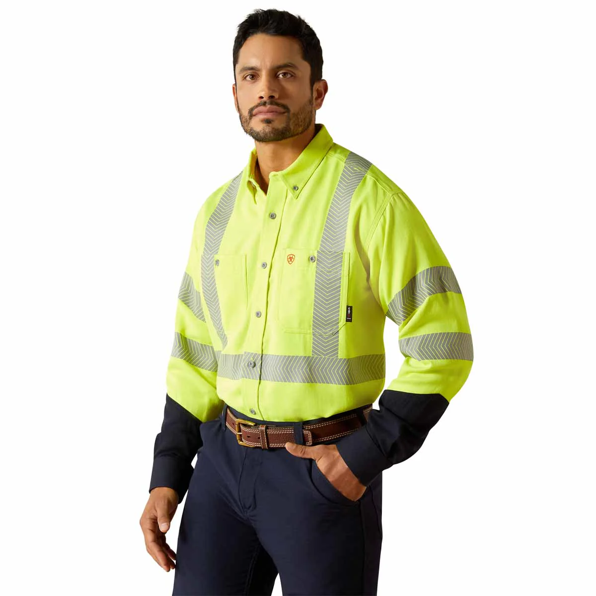 Ariat Men's FR Hi-Vis Air Inherent Classic Fit Work Shirt - Hi-Vis Yellow
