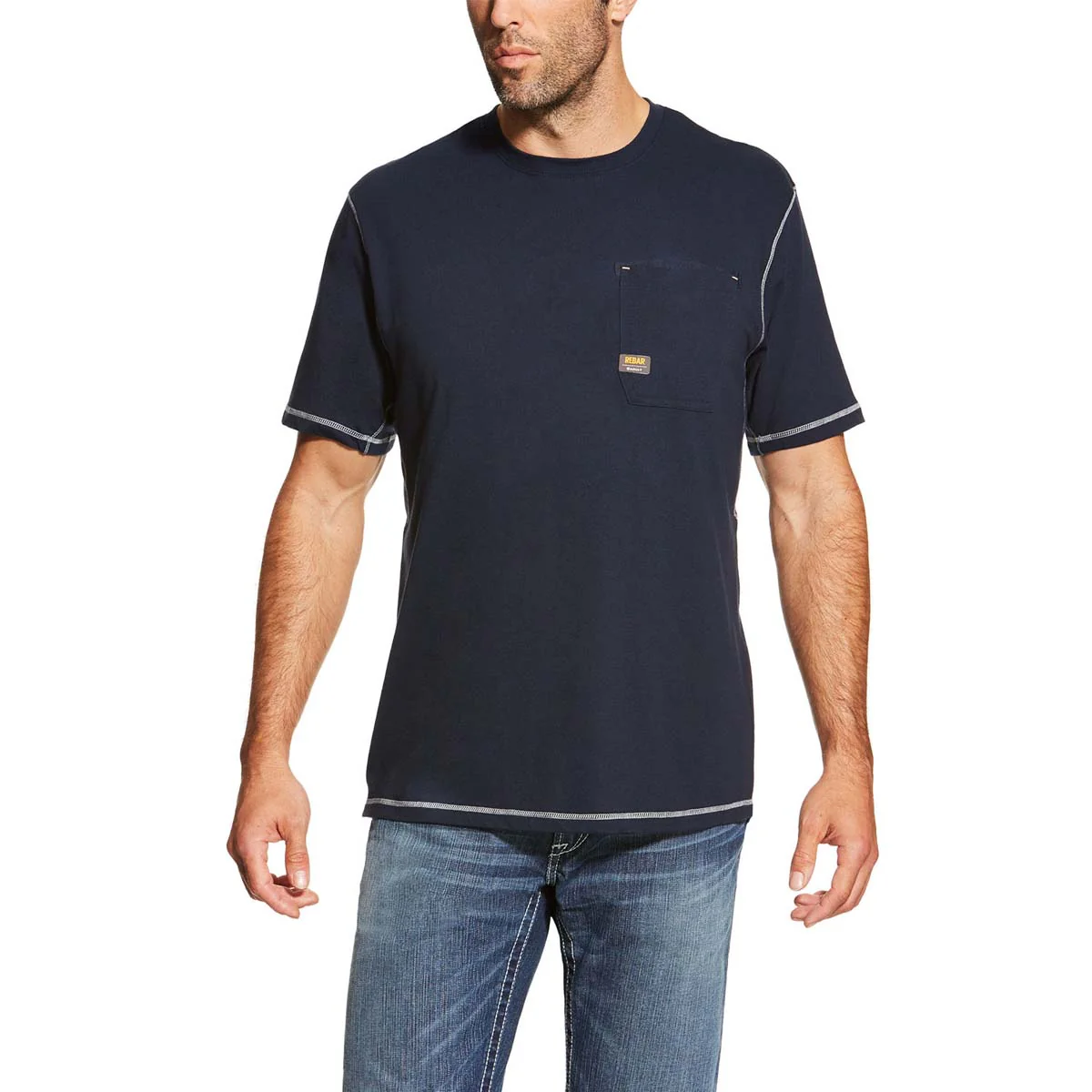 Ariat Men's Short Sleeve Rebar Crew T-Shirt Navy - Image 2