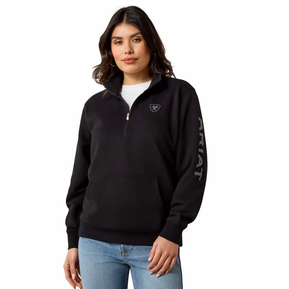 Ariat Women's Foundation Logo 1/2 Zip Sweatshirt - Black