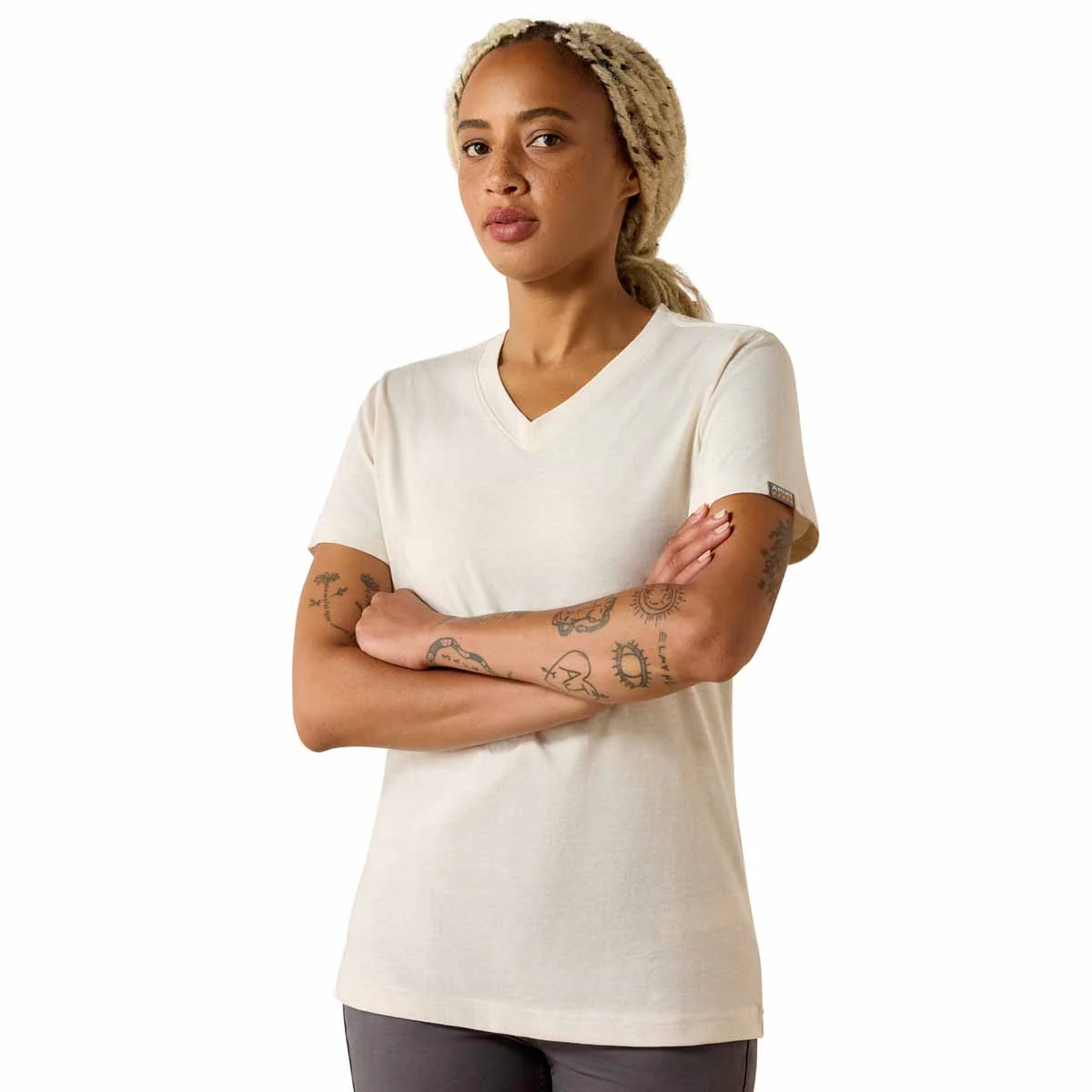 Ariat Women's Rebar Cotton Strong Standard V-Neck T-Shirt - Pink Heather