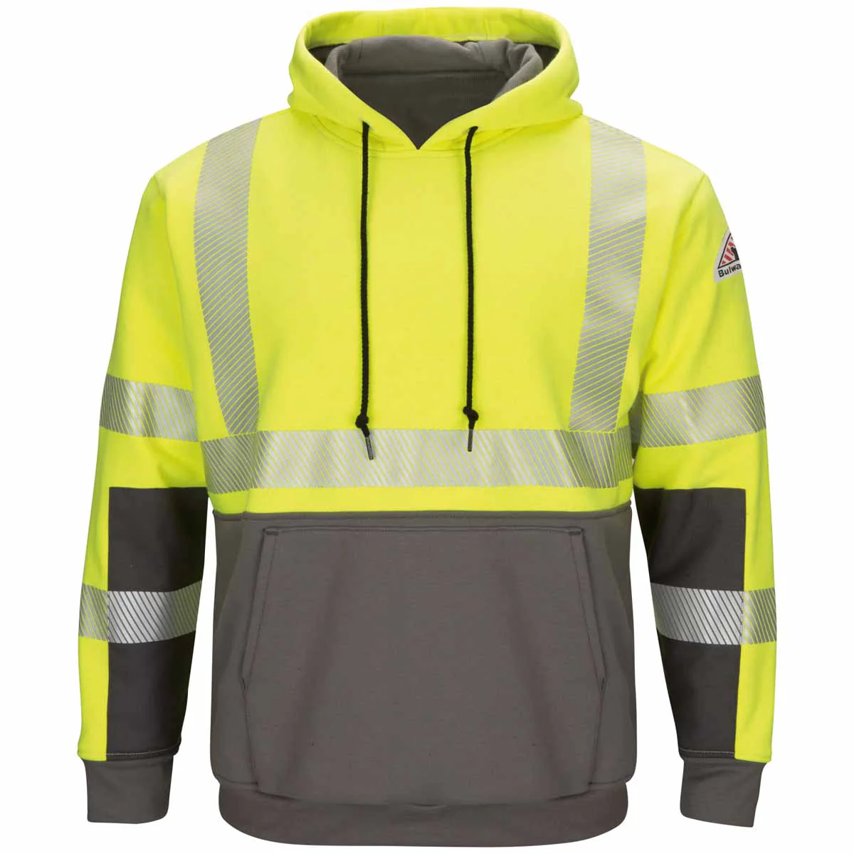 Bulwark Men's Men's Hi-Visibility Color Block Pullover Fleece Sweatshirt