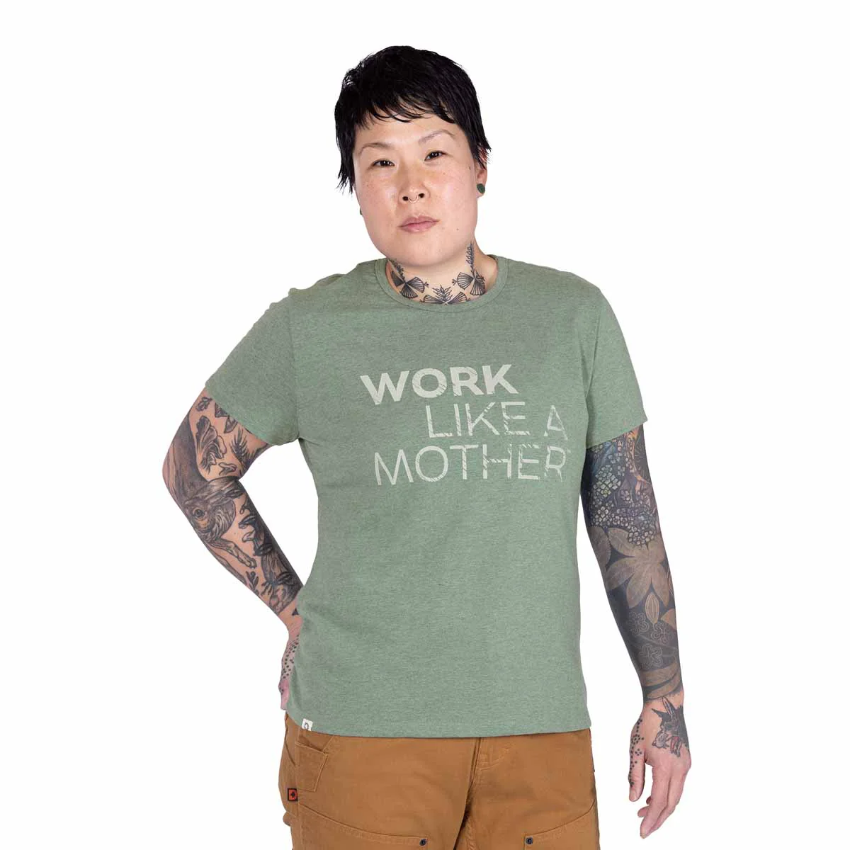 Dovetail Workwear Women's GO TO Crewneck Work Like a Mother - Agave Green