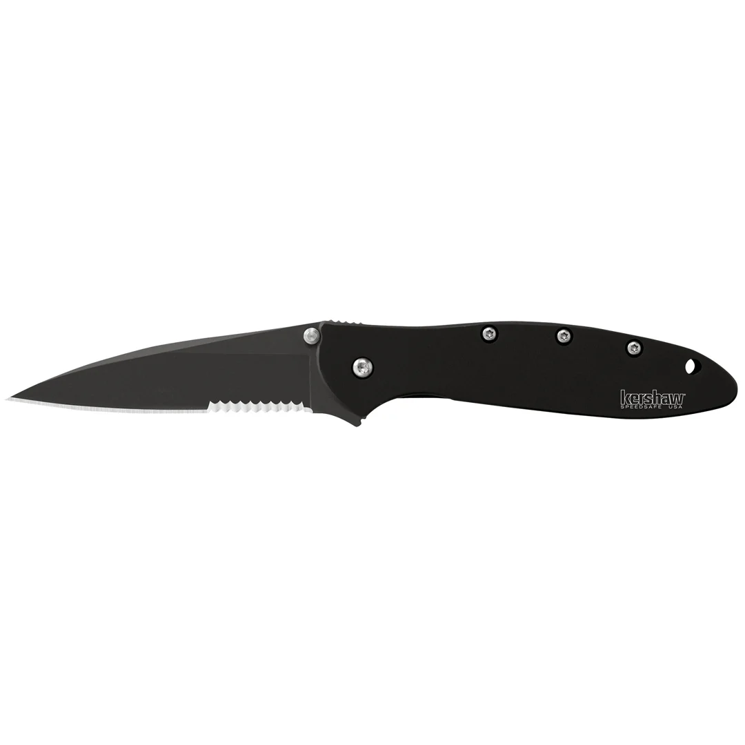 Kershaw Leek, Black, Serrated