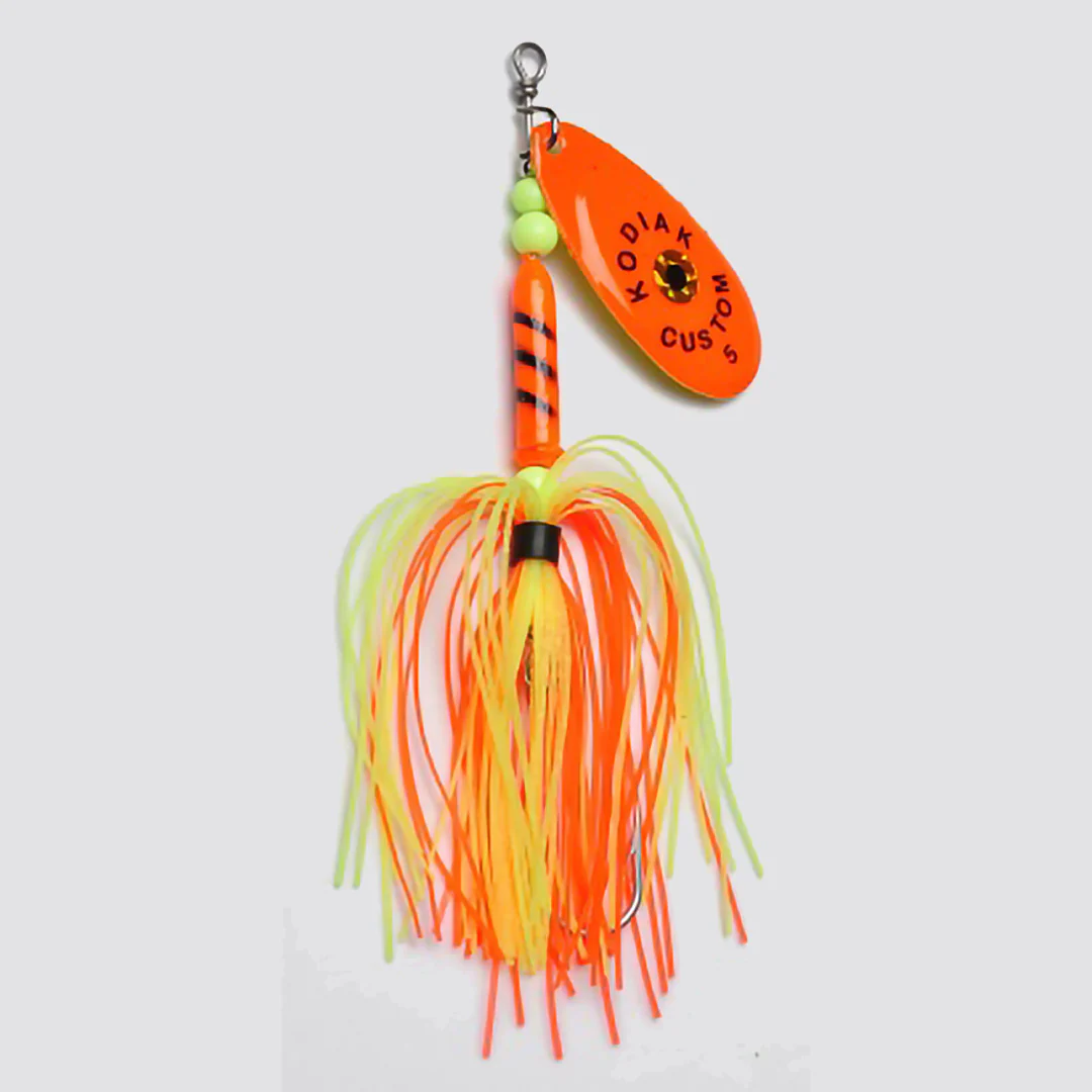Kodiak Custom Silicone Skirt Spinner #5 3/4oz Orange/Char.