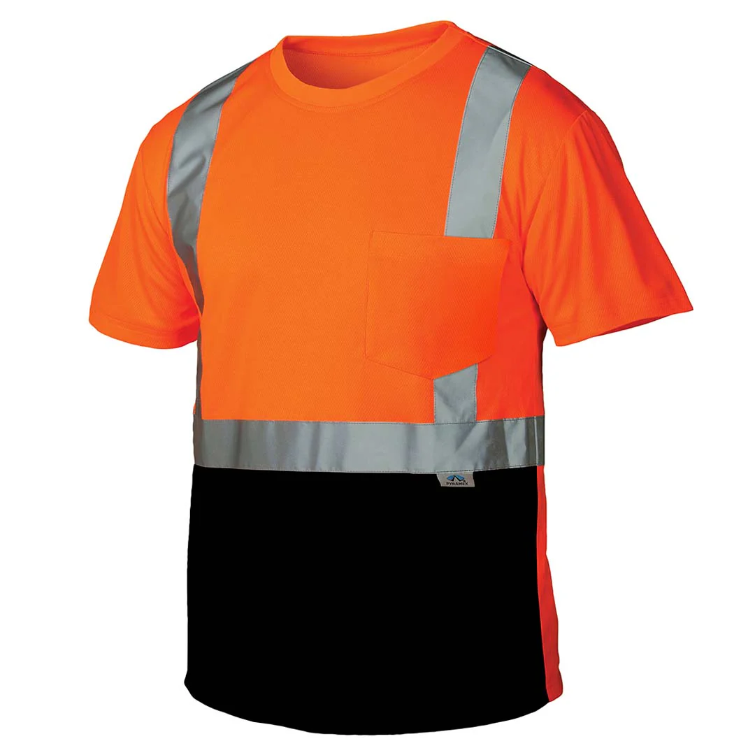 Pyramex Hi-Vis Short Sleeve T-Shirt w/Black Bottom - Image 2