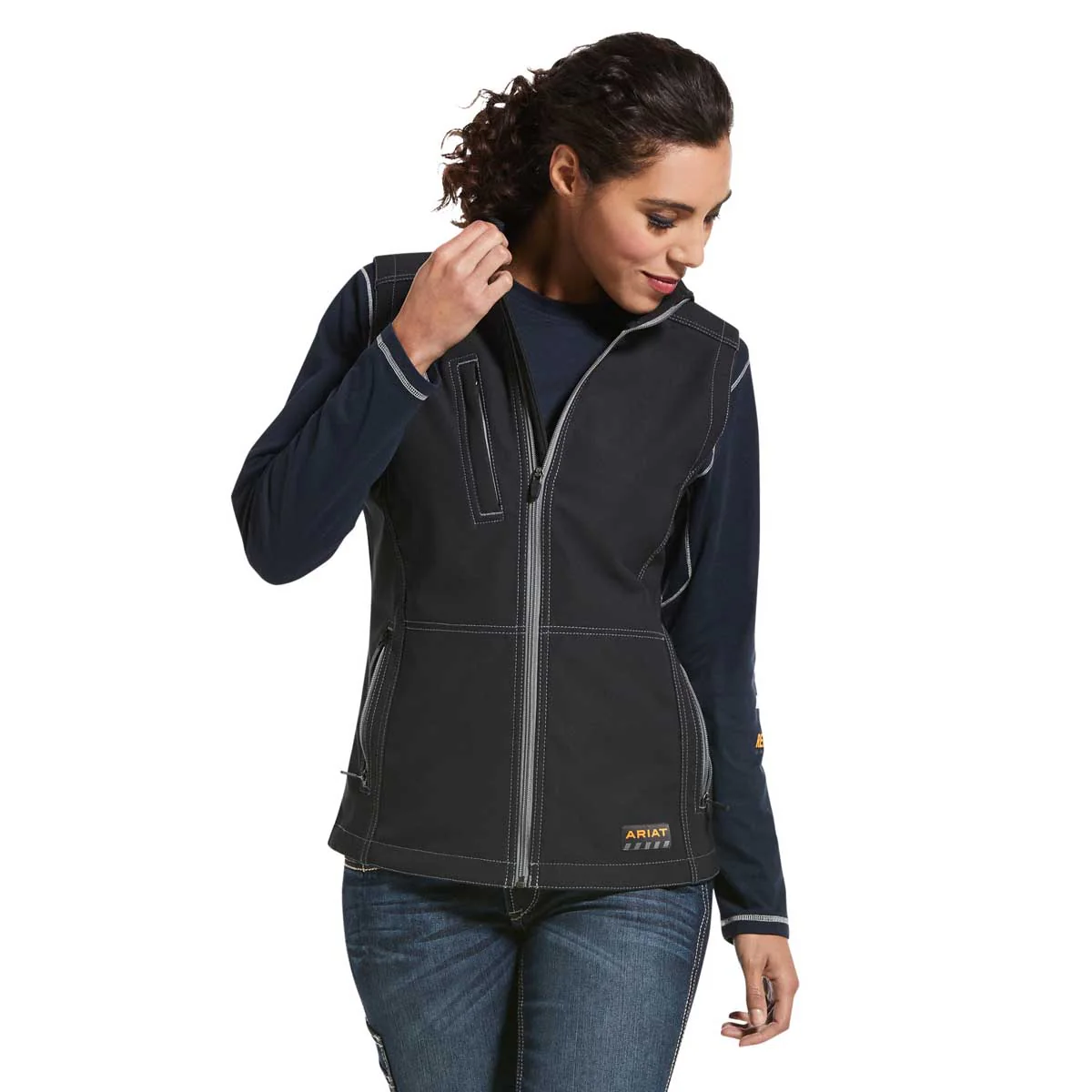 WOMEN'S REBAR STRETCH CANVAS SOFTSHELL VEST - BLACK